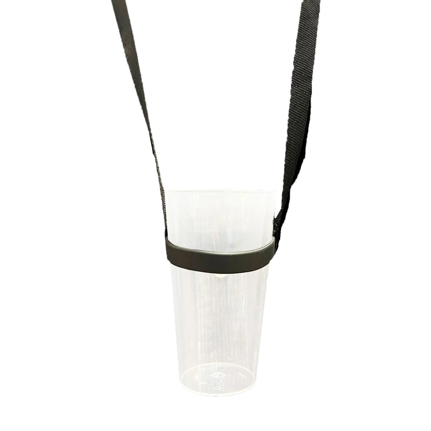 Keycord met bekerhouder zwart.